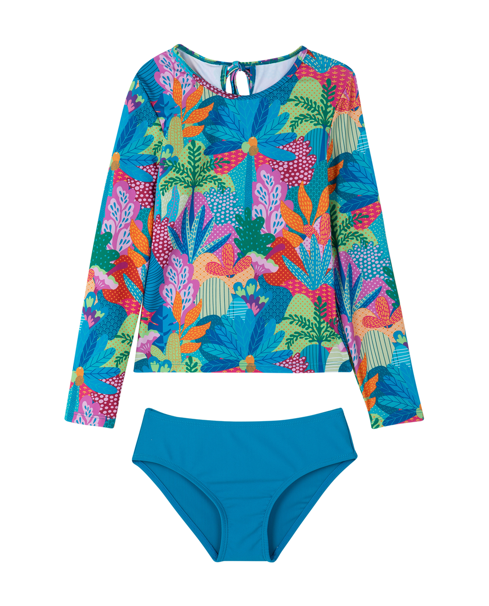  Gottex Kids Ocean Blooms Long Sleeve Rash Guard Set - Ocean-Multi - Bonton