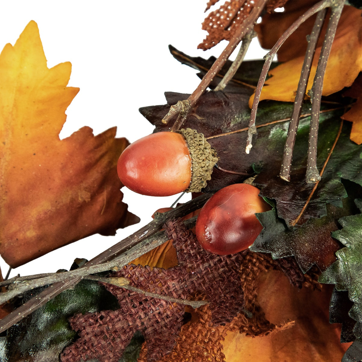  Northlight Brown and Green Autumn Harvest Artificial Leaves Wreath - 20 Inch  Unlit - Default Title - Bonton