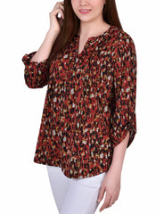 Petite 3/4 Roll Sleeve Top