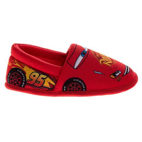 Disney Cars Boys Slippers Lightning Mcqueen Plush Warm Soft Aline Comfy Lightweight House Shoes (5-10 Toddler)