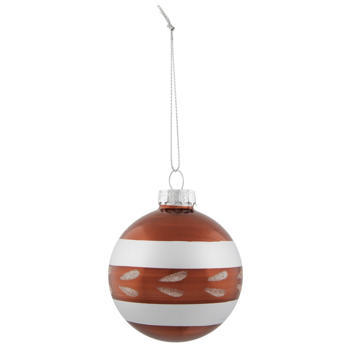  Northlight Glitter Striped Glass Christmas Ornaments - 2.75