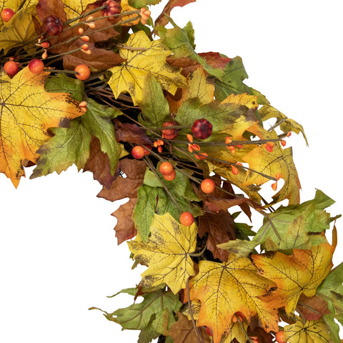 Berries and Twigs Artificial Thanksgiving Wreath Yellow 30-Inch - Unlit