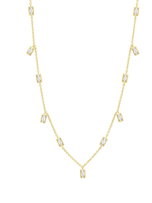 Prism Baguette 16" Necklace Finished in 18kt Yellow Gold