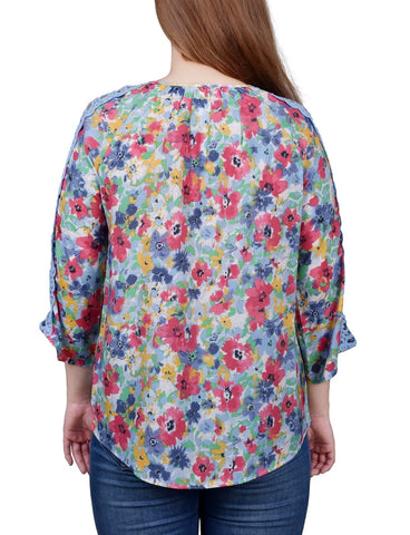 3/4 Sleeve Crochet Detail Blouse