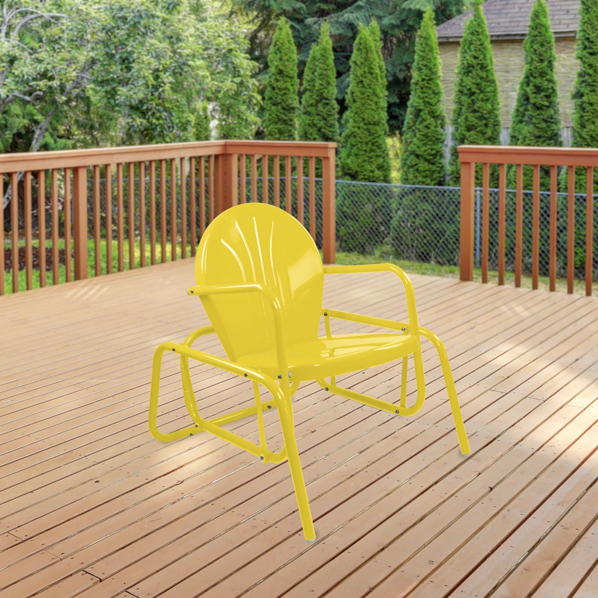  Northlight Outdoor Retro Metal Tulip Glider Patio Chair  Yellow - Yellow - Bonton