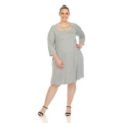 Plus Size Criss Cross Neckline Swing Midi Dress