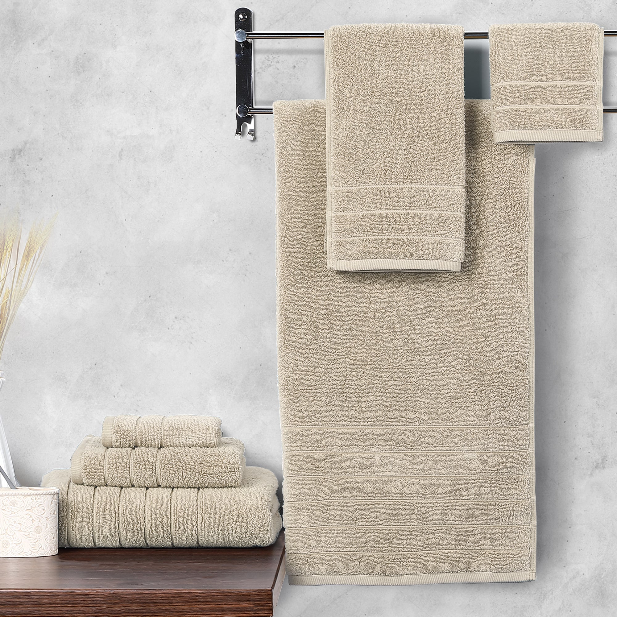  Anne Klein Reverie Cotton Towel 6 Piece Set - Sand - Bonton