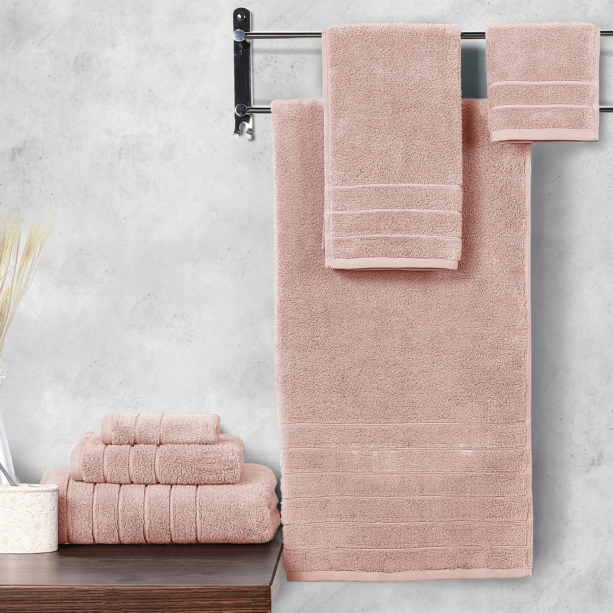  Anne Klein Reverie Cotton Towel 6 Piece Set - Blush - Bonton