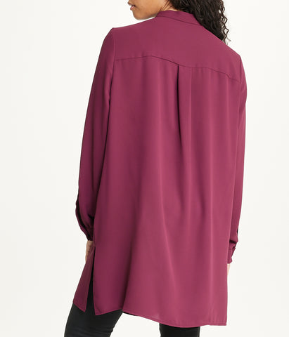 Long Sleeve Pop-Over Tunic With Covered Placket