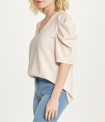 Pleat Sleeve V-neck Serenity Knit Top