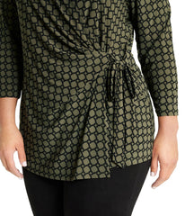 Printed ITY 3/4 Sleeve Wrap Top