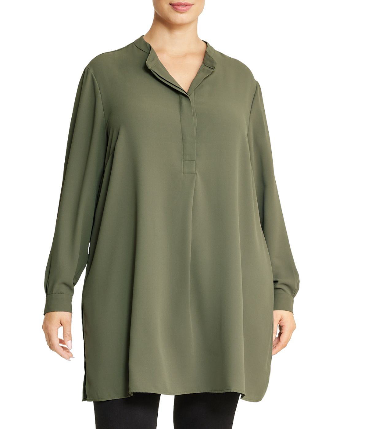  Anne Klein Plus Size Nehru Tunic - Kelp - Bonton