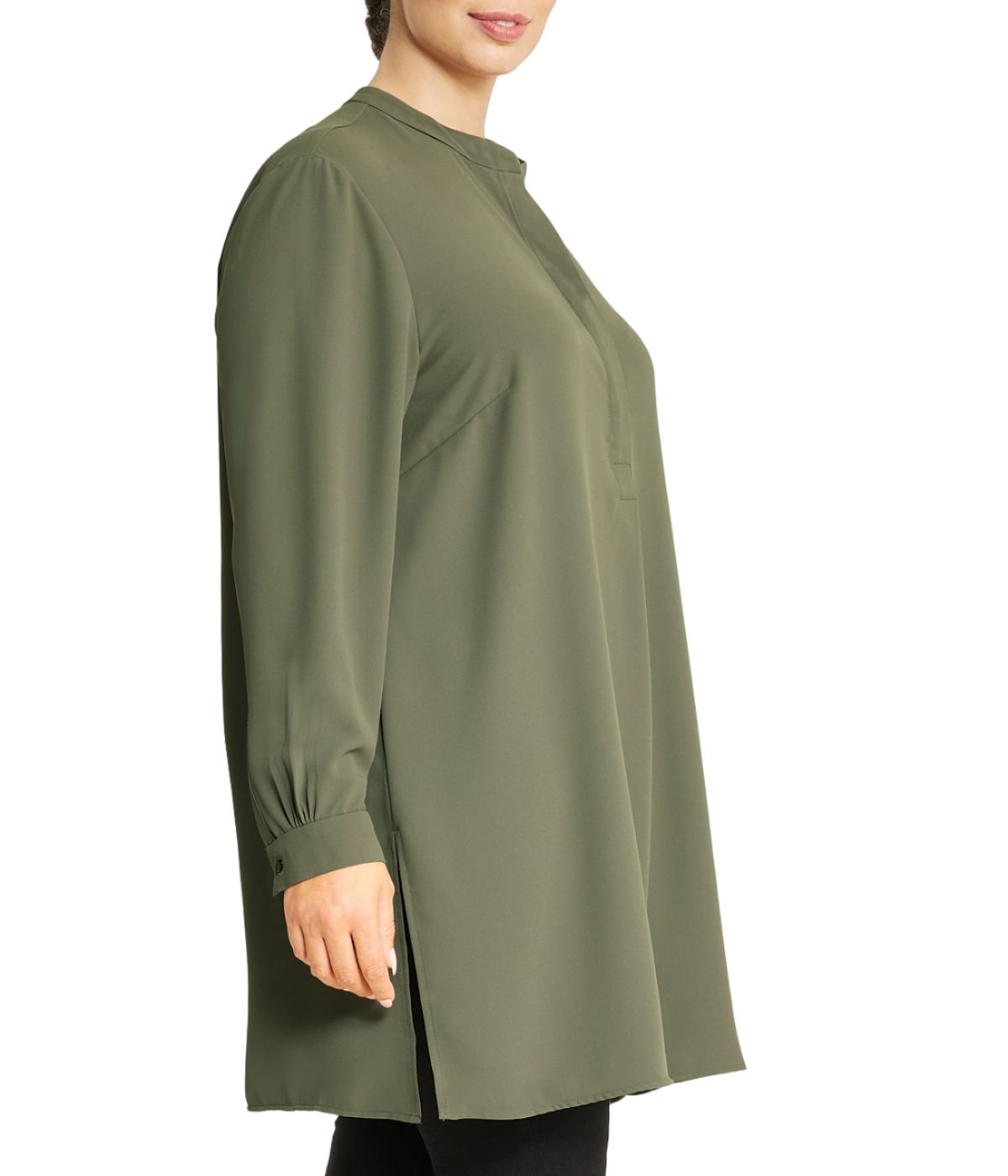  Anne Klein Plus Size Nehru Tunic - Kelp - Bonton