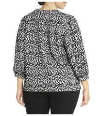 Plus Size Balloon Sleeve Jacquard Top