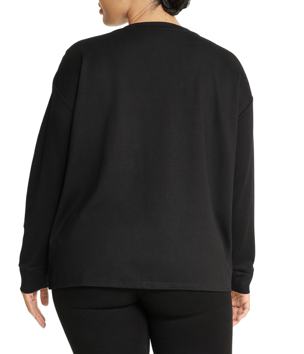  Anne Klein Long Sleeve Serenity Faux Leather Top- Plus Size - Anne Black - Bonton