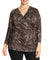 Plus Size 3/4-Sleeve Snake Marl Wrap Top