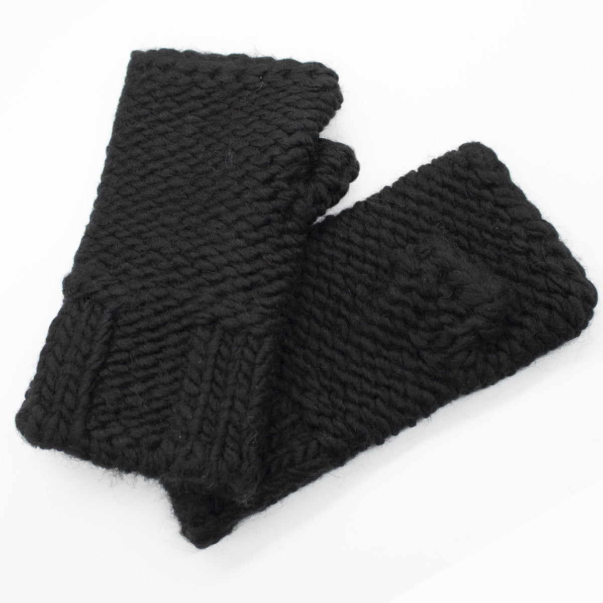  Portolano CHUNKY FINGERLESS GLOVES - BLACK - Bonton