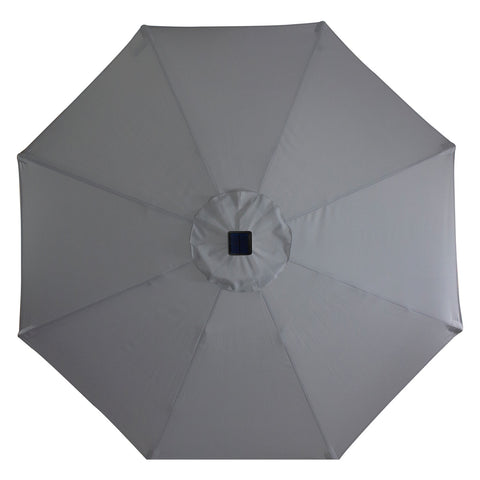 9ft Solar Lighted Outdoor Patio Market Umbrella With Hand Crank and Tilt  Gray
