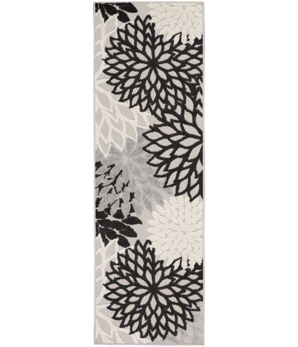  Nourison Aloha Tropical Rug Black White - Black White - Bonton