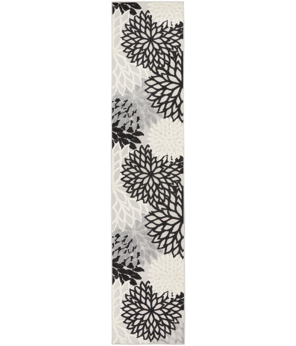  Nourison Aloha Tropical Rug Black White - Black White - Bonton