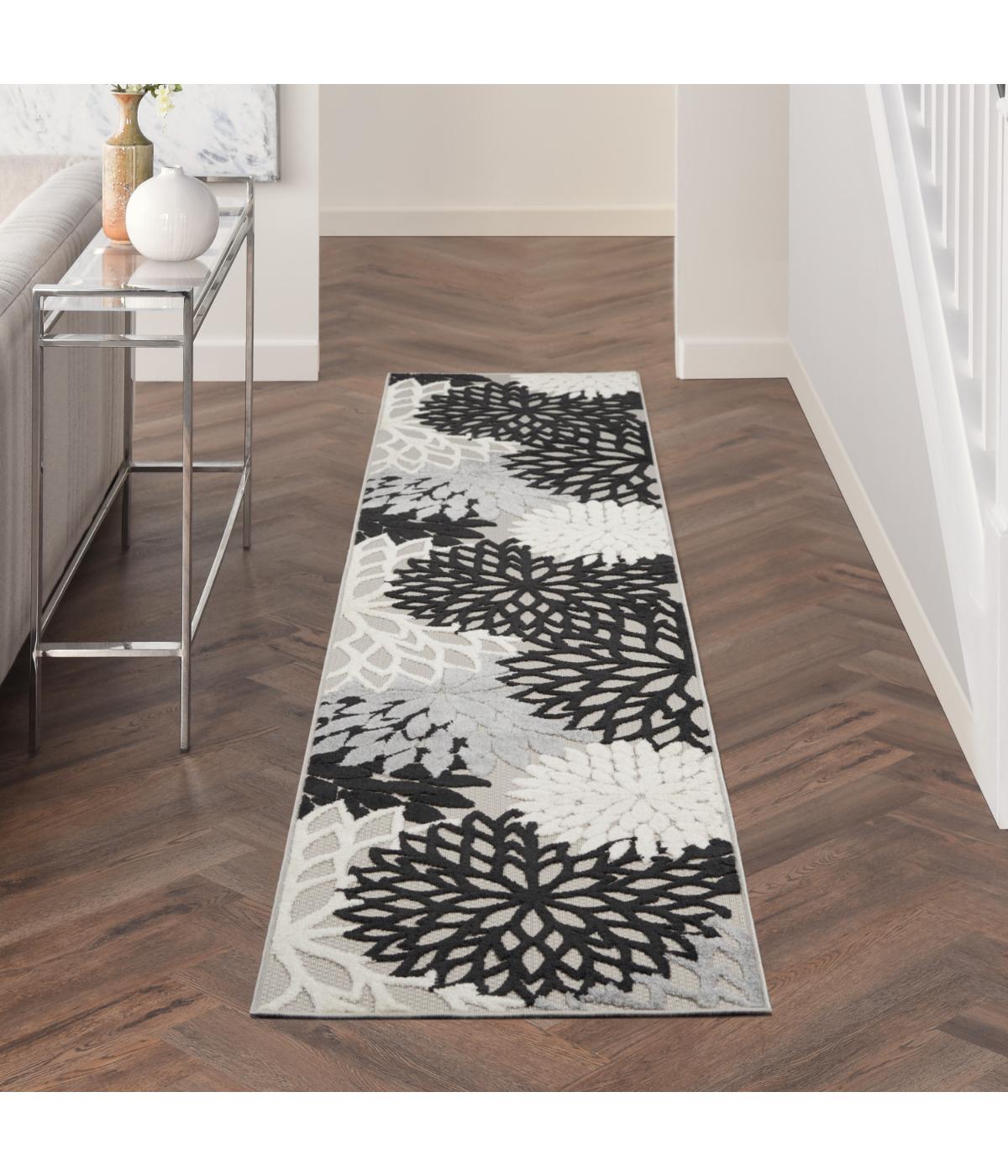  Nourison Aloha Tropical Rug Black White - Black White - Bonton