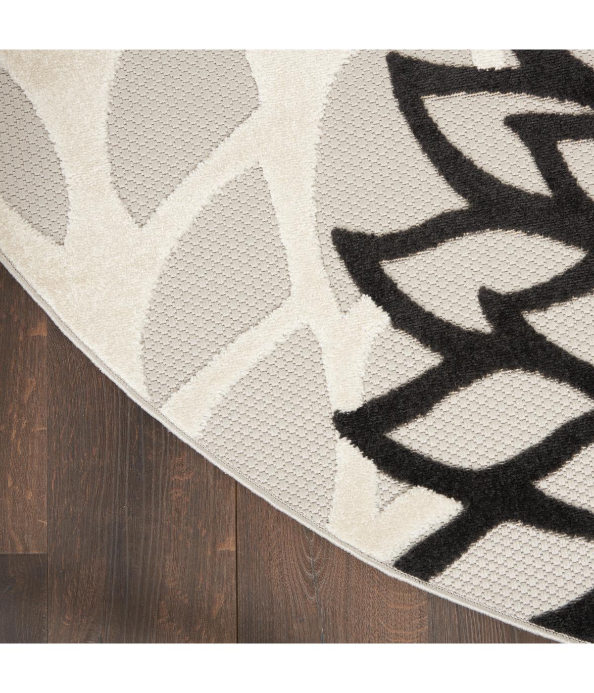  Nourison Aloha Tropical Rug Black White - Black White - Bonton