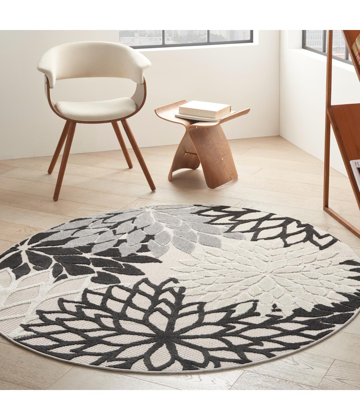  Nourison Aloha Tropical Rug Black White - Black White - Bonton