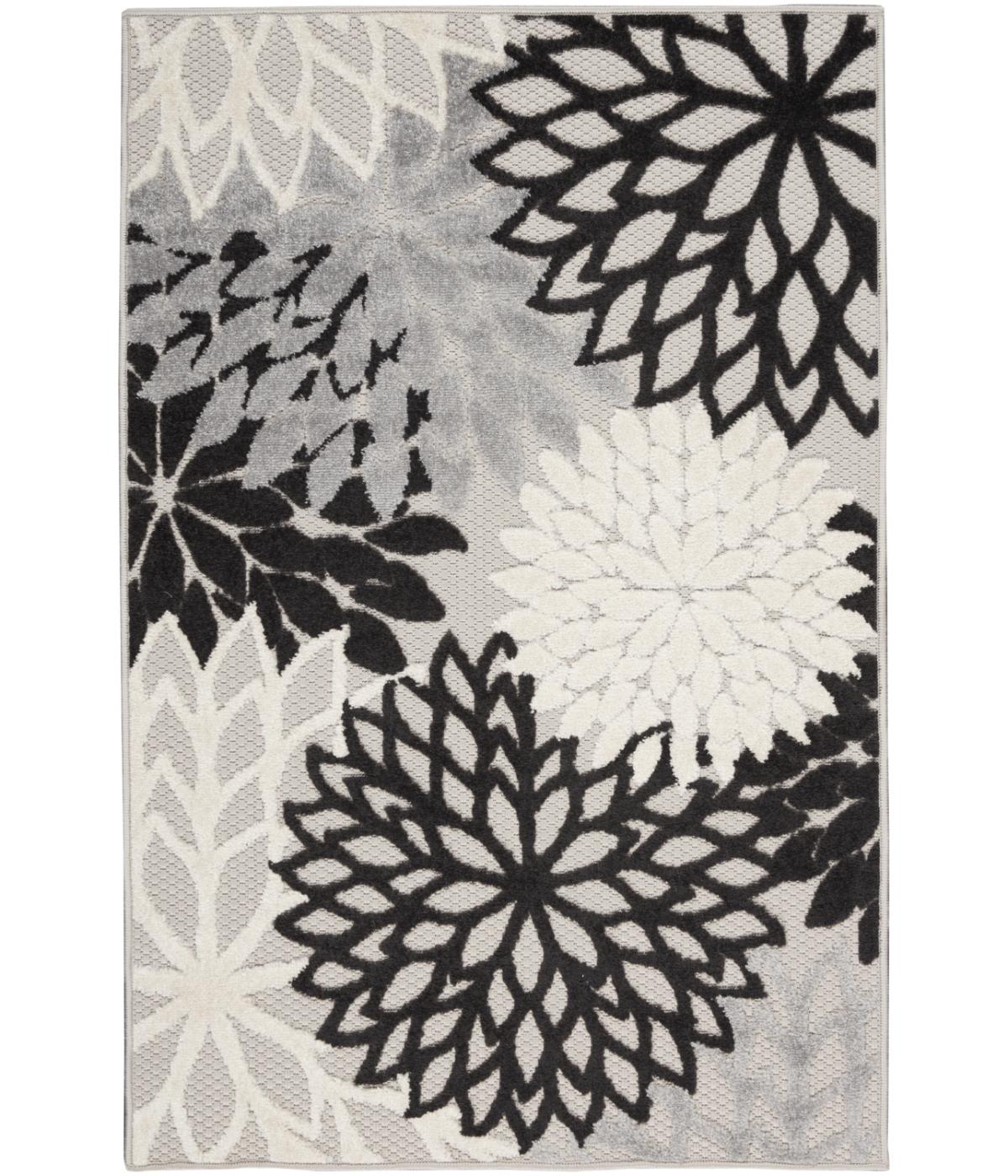  Nourison Aloha Tropical Rug Black White - Black White - Bonton