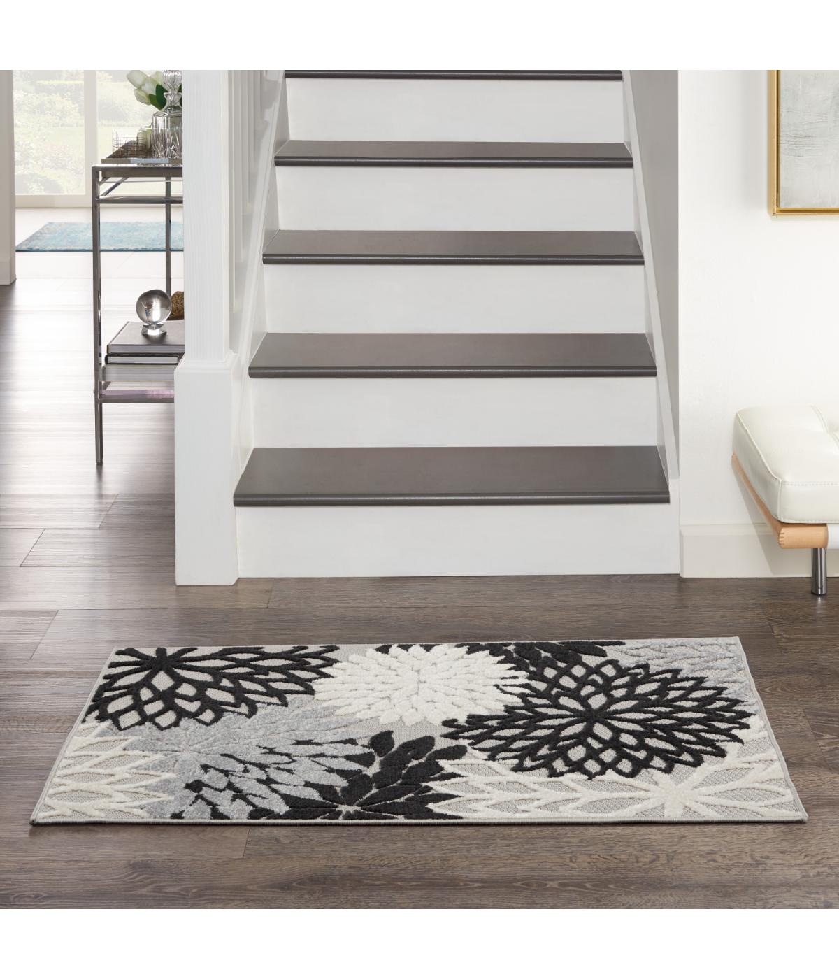  Nourison Aloha Tropical Rug Black White - Black White - Bonton