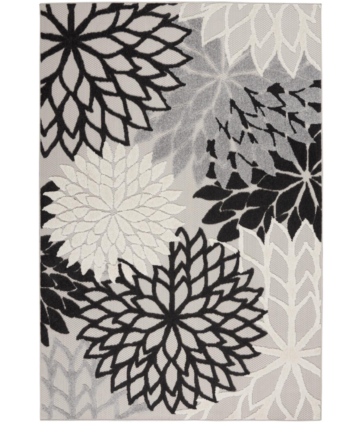  Nourison Aloha Tropical Rug Black White - Black White - Bonton