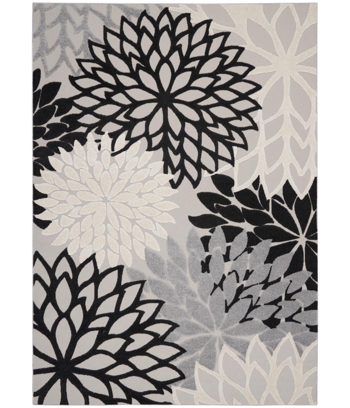  Nourison Aloha Tropical Rug Black White - Black White - Bonton