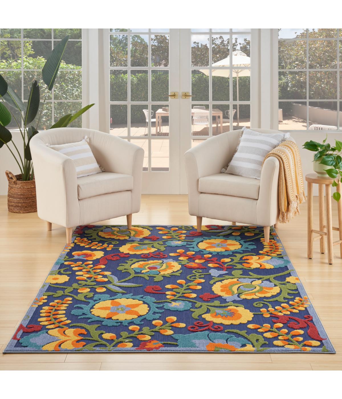  Nourison Aloha Outdoor Rug Navy Multicolor - Navy Multicolor - Bonton