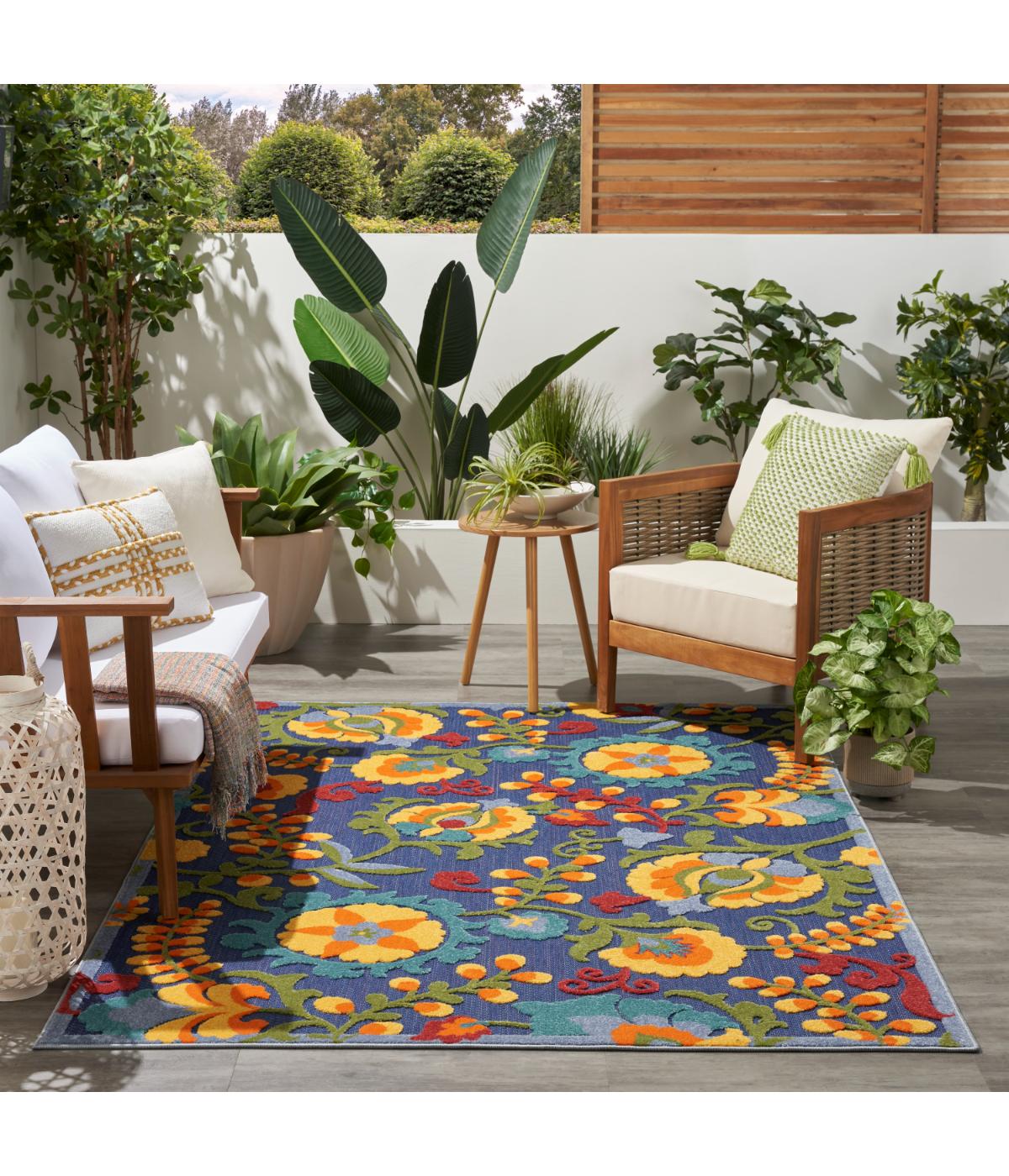  Nourison Aloha Outdoor Rug Navy Multicolor - Navy Multicolor - Bonton