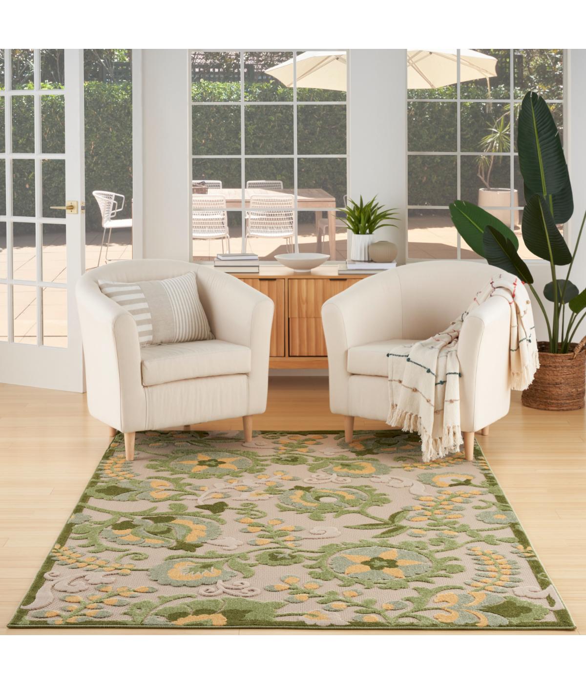  Nourison Aloha Outdoor Rug Ivory Green - Ivory Green - Bonton