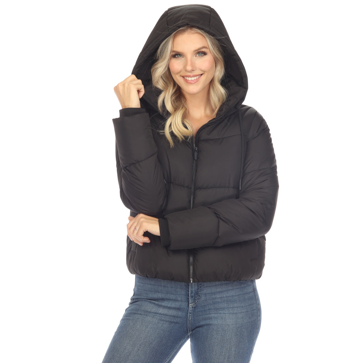  White Mark Women's Full Front Zip Hooded Bomber Puffer Jacket - Xlarge - Bonton