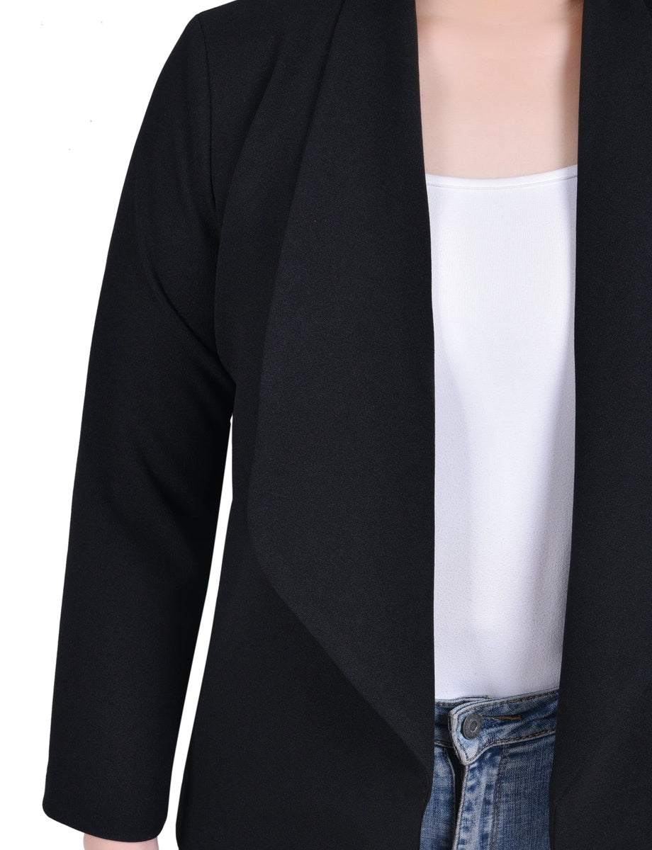  NY Collection Long Sleeve Ponte Jacket - Plum Caspia - Bonton