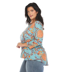 Plus Size Vibrant Boho Swing Top