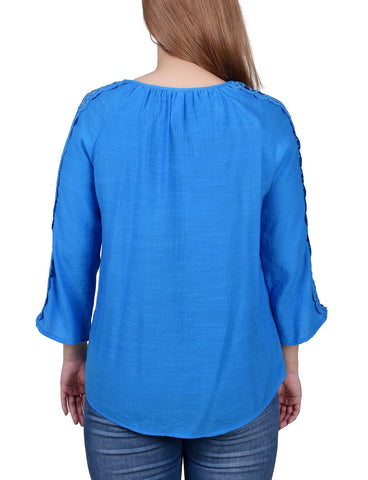 3/4 Sleeve Crochet Detail Blouse