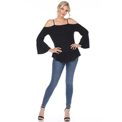 Women's Cold Shoulder Ruffle Sleeve Top