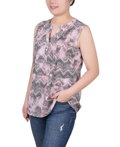 Sleeveless Pintucked Blouse