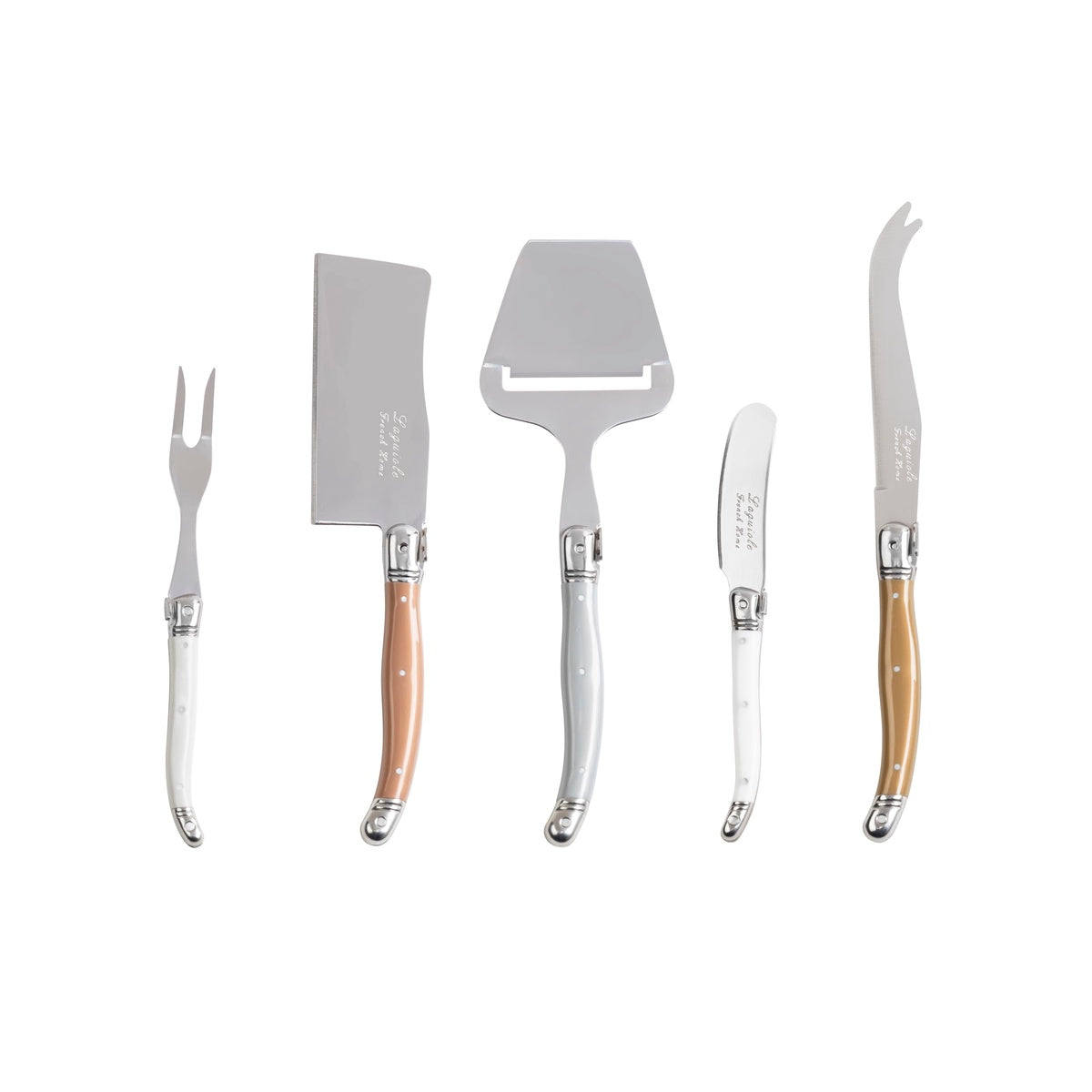  French Home Laguiole 5 Piece Cheese Knife, Fork and Slicer Set, Mixed Metals - Default Title - Bonton