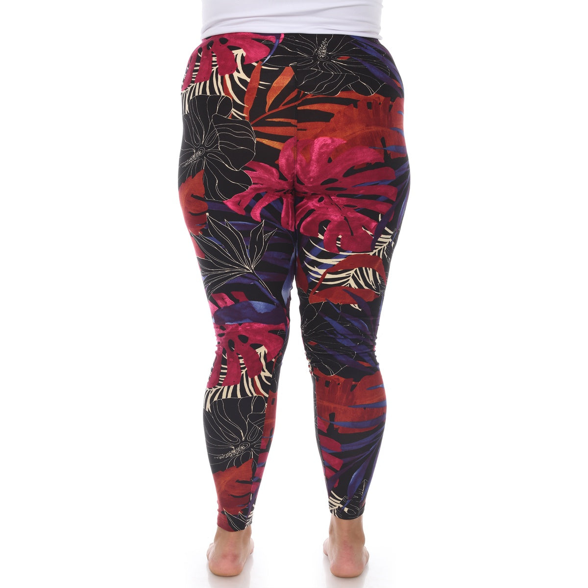  White Mark Plus Size Super Soft Tropical Printed Leggings - one size - Bonton