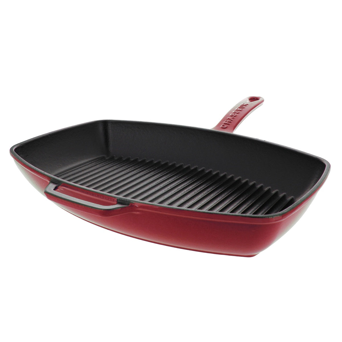  Chasseur Chasseur 12-Inch Red Rectangular French Enameled Cast Iron Grill Pan (CI_3140) - Red - Bonton