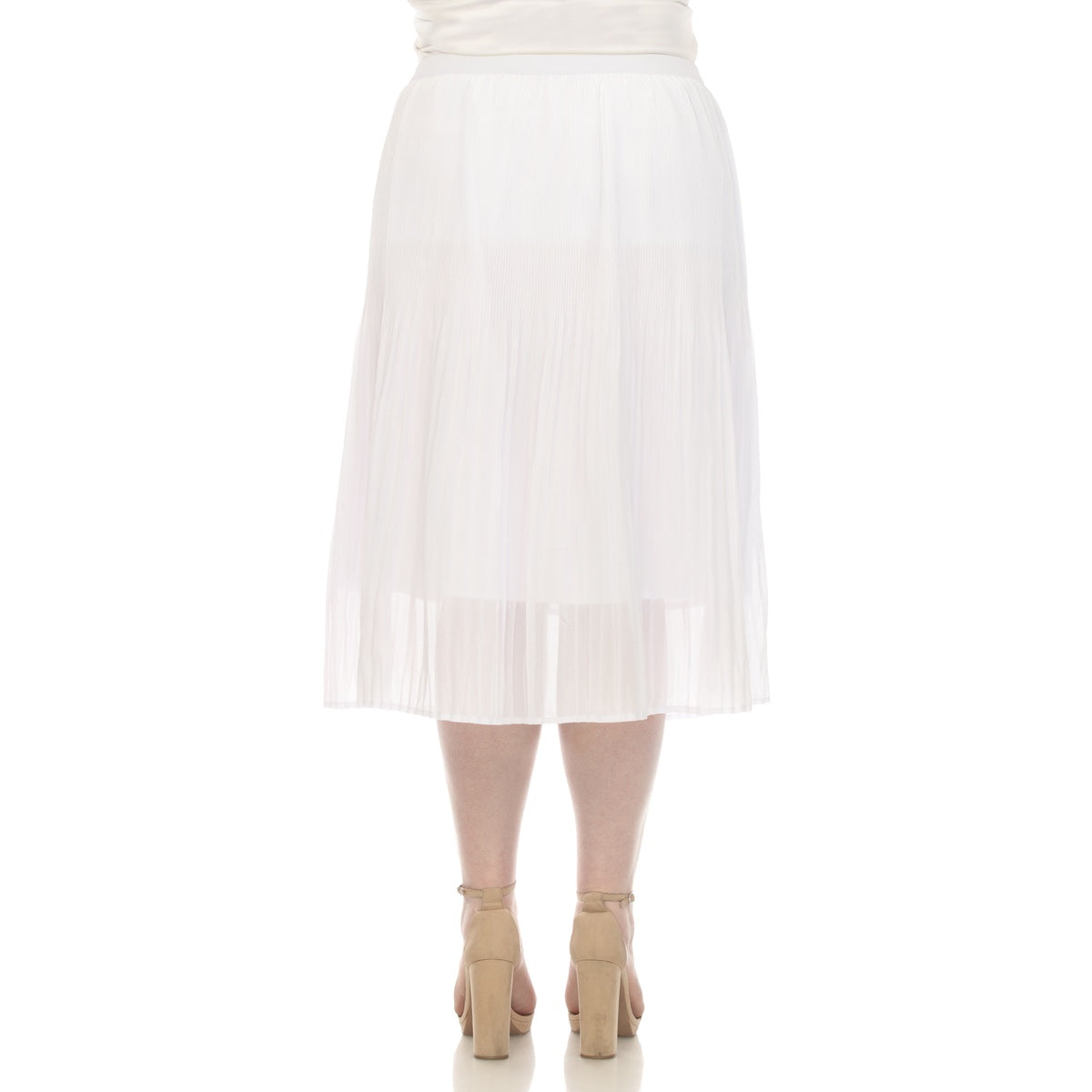  White Mark Plus Size Pleated Chiffon Midi Skirt - 1X - Bonton