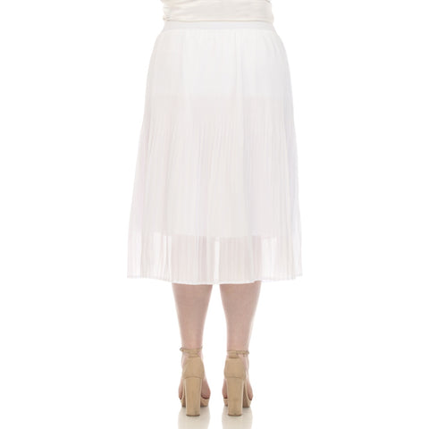 Plus Size Pleated Chiffon Midi Skirt