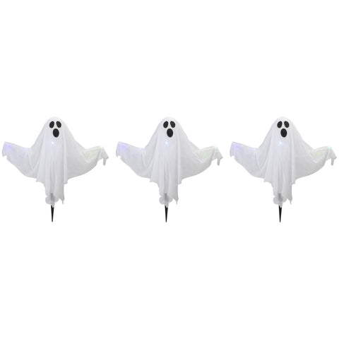 Lighted Color Changing Ghost Halloween Lawn Stakes - 20" - Multicolor - Set of 3
