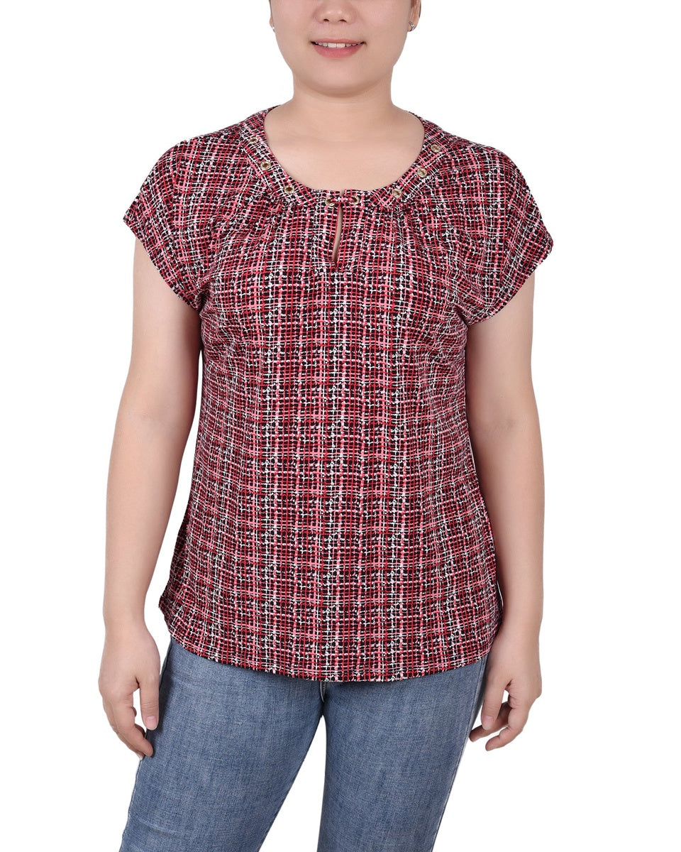  NY Collection Extended Sleeve Top With Grommets - Nice Icemoon - Bonton