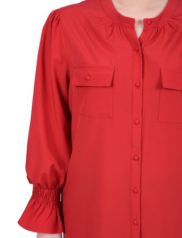 Long Sleeve Y Neck Blouse