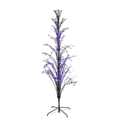 Pre-Lit Cascade Outdoor Halloween Twig Tree - 6' - Purple Lights