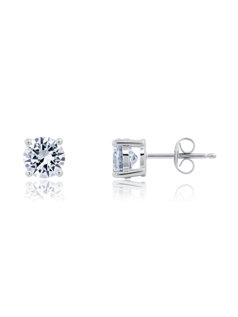  CRISLU Small 1ct Brilliant Stud Earrings in Platinum - Sterling Silver - Bonton